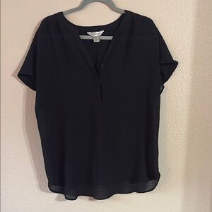 Christopher & Banks Black Short Sleeve Blouse